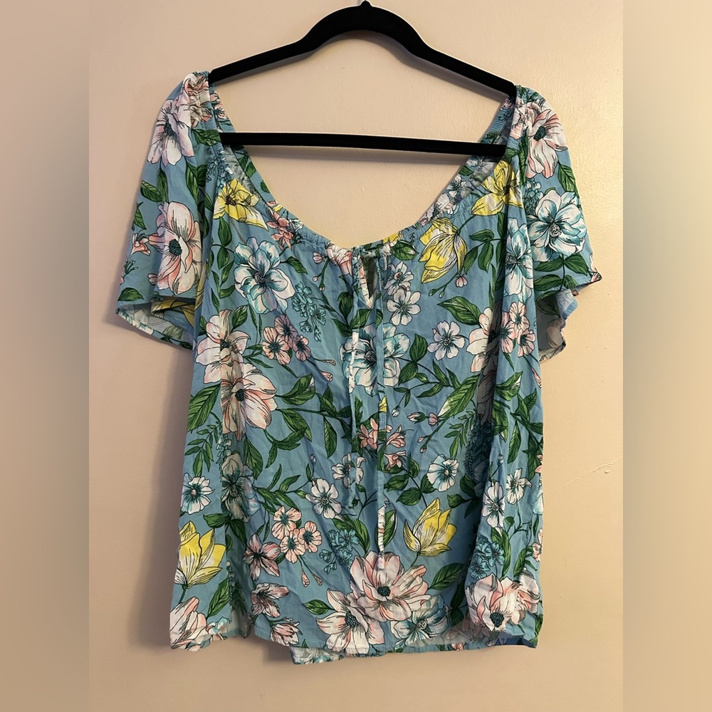 Torrid Blue Floral Blouse